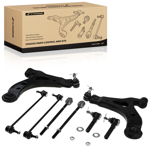 2005-2009 Chevrolet Uplander A Set of 8 Control Arm Sway Bar Link and Tie Rod End Kit Front Lower A-Premium APCA3452