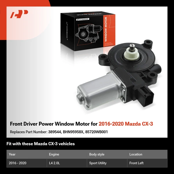 Front Driver Power Window Motor for 2016-2020 Mazda CX-3