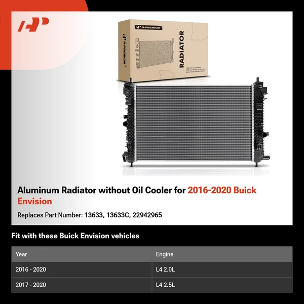 Aluminum Radiator without Oil Cooler for 2016-2020 Buick Envision