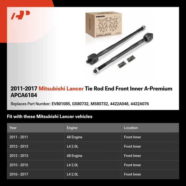 2011-2017 Mitsubishi Lancer Tie Rod End Front Inner A-Premium APCA6184