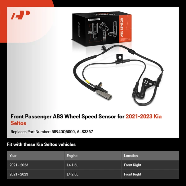 Front Passenger ABS Wheel Speed Sensor for 2021-2023 Kia Seltos
