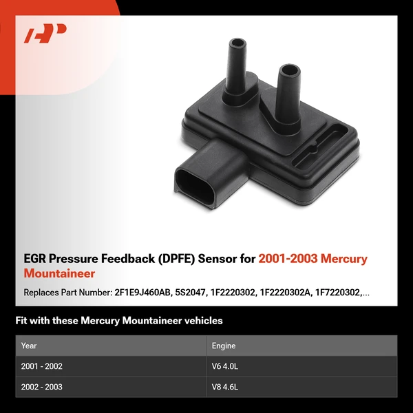 EGR Pressure Feedback (DPFE) Sensor for 2001-2003 Mercury Mountaineer