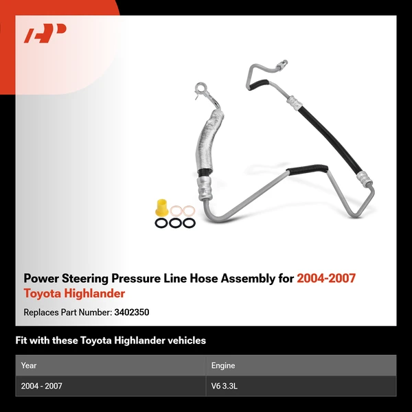 Power Steering Pressure Line Hose Assembly for 2004-2007 Toyota Highlander