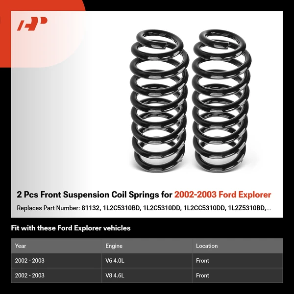 2 Pcs Front Suspension Coil Springs for 2002-2003 Ford Explorer