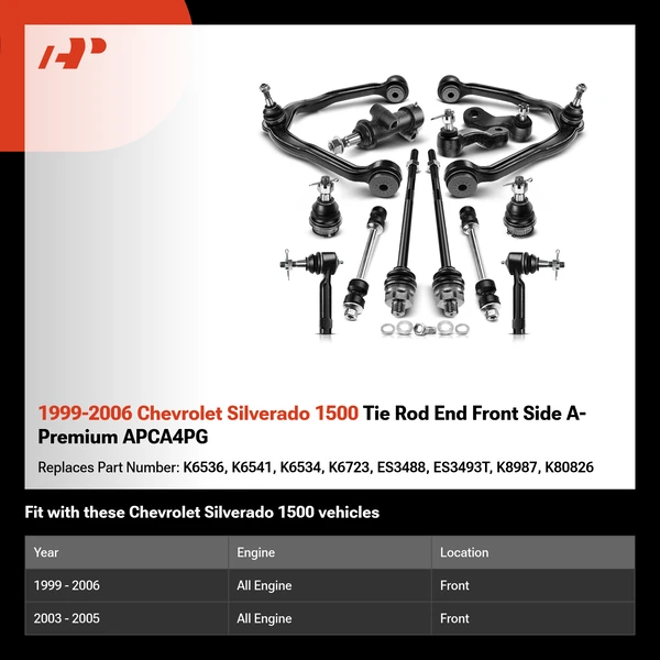 1999-2006 Chevrolet Silverado 1500 Tie Rod End Front Side A-Premium APCA4PG