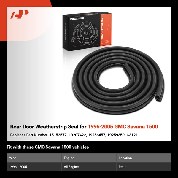 Rear Door Weatherstrip Seal for 1996-2005 GMC Savana 1500