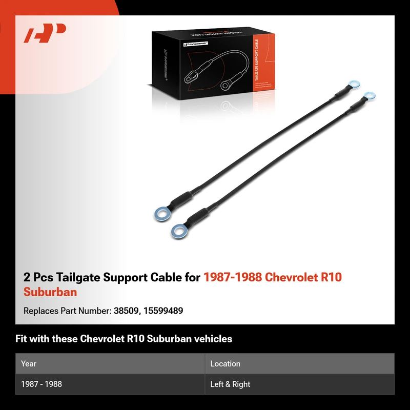 2 Pcs Tailgate Support Cable for 1987-1988 Chevrolet R10 Suburban