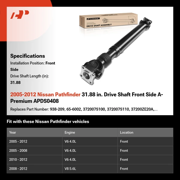 2005-2012 Nissan Pathfinder 31.88 in. Drive Shaft Front Side A-Premium APDS0408
