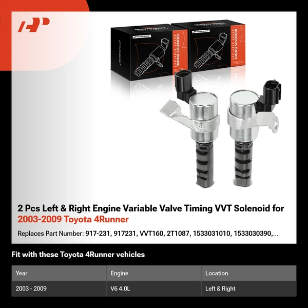 2 Pcs Left & Right Engine Variable Valve Timing VVT Solenoid for 2003-2009 Toyota 4Runner
