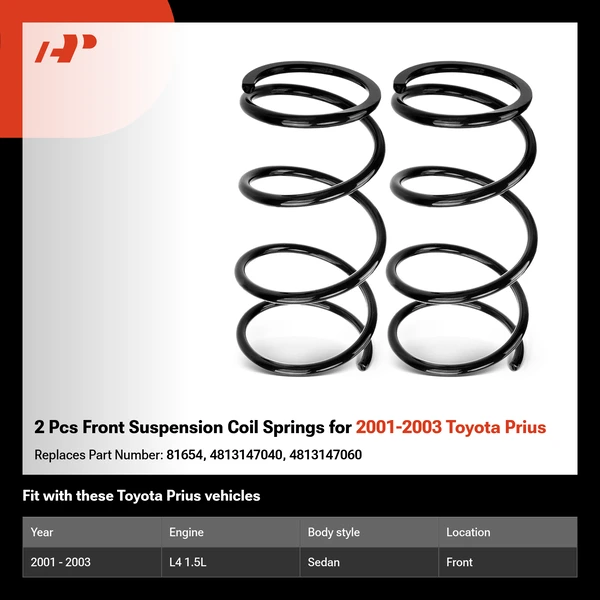 2 Pcs Front Suspension Coil Springs for 2001-2003 Toyota Prius