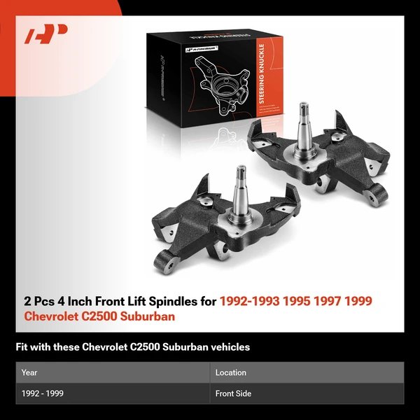 2 Pcs 4 Inch Front Lift Spindles for 1992-1993 1995 1997 1999 Chevrolet C2500 Suburban