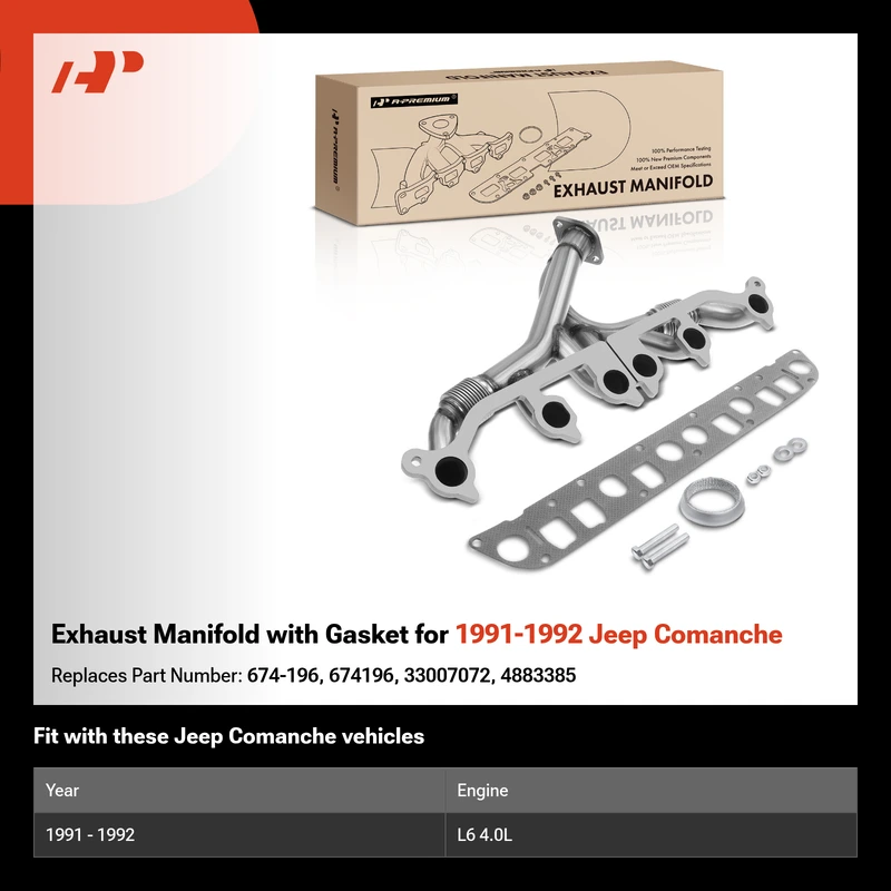 Exhaust Manifold with Gasket for 1991-1992 Jeep Comanche