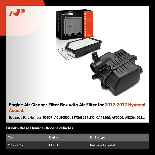 Engine Air Cleaner Filter Box with Air Filter for 2012-2017 Hyundai Accent