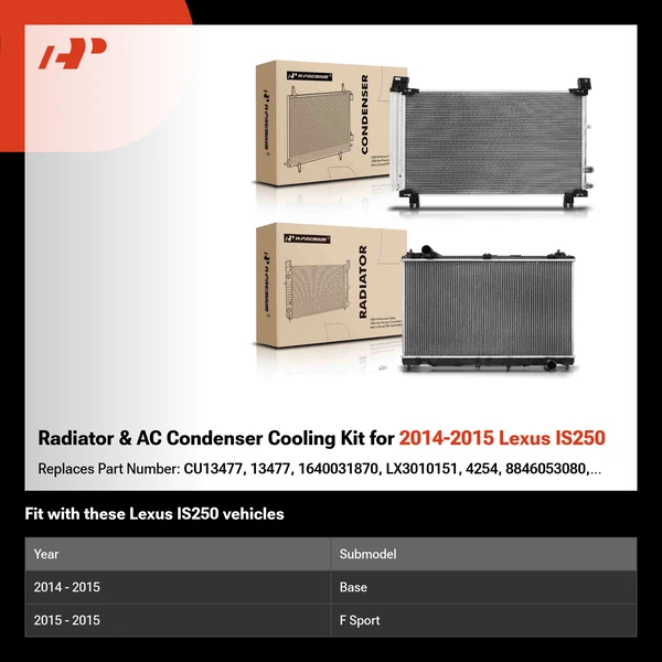 Radiator & AC Condenser Cooling Kit for 2014-2015 Lexus IS250