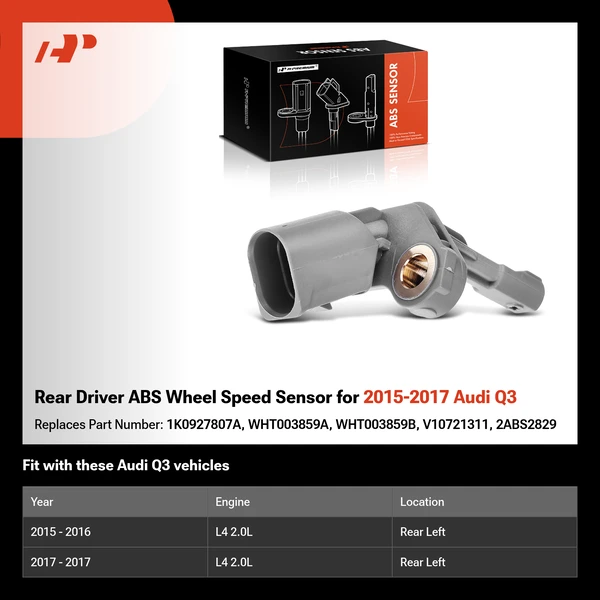 Rear Driver ABS Wheel Speed Sensor for 2015-2017 Audi Q3