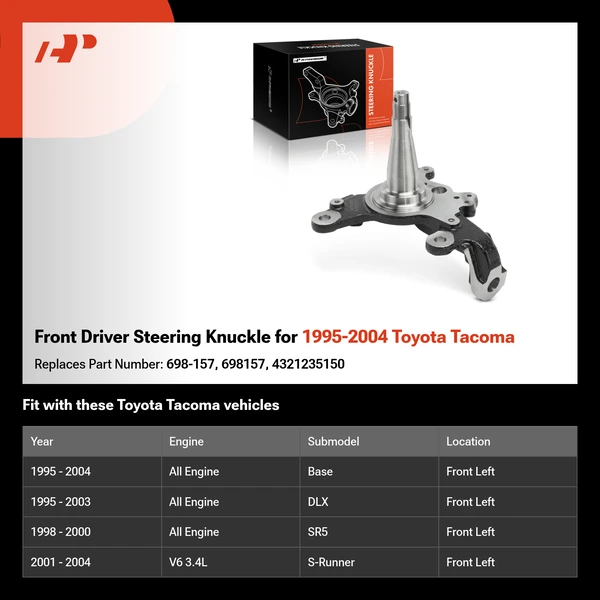 Front Driver Steering Knuckle for 1995-2004 Toyota Tacoma