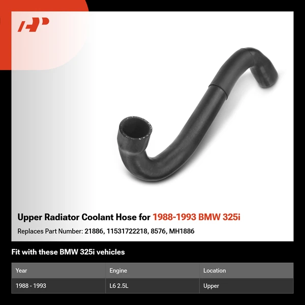 Upper Radiator Coolant Hose for 1988-1993 BMW 325i