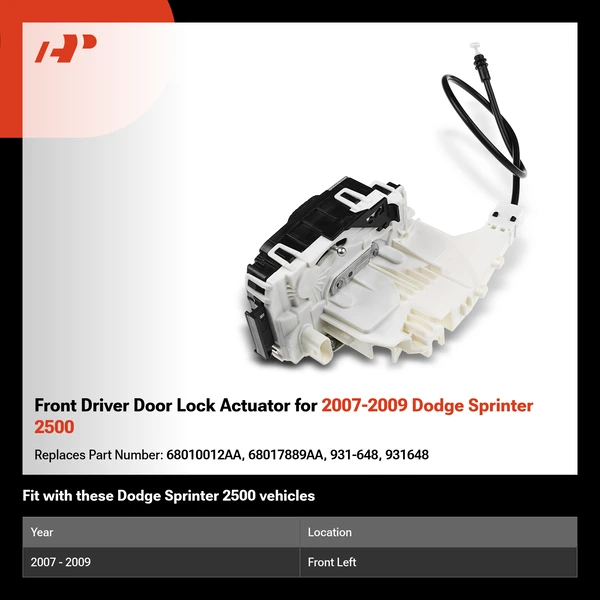 Front Driver Door Lock Actuator for 2007-2009 Dodge Sprinter 2500