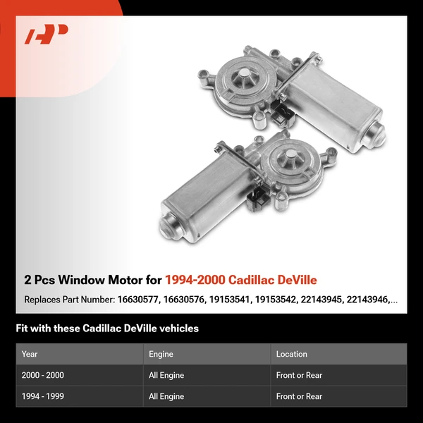 2 Pcs Window Motor for 1994-2000 Cadillac DeVille