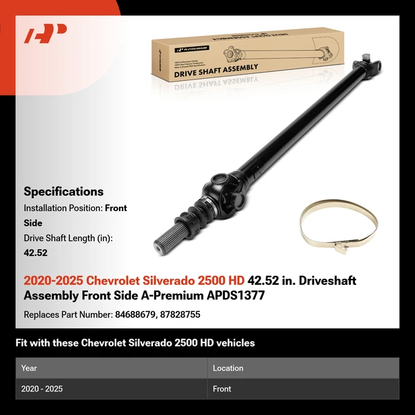 2020-2025 Chevrolet Silverado 2500 HD 42.52 in. Driveshaft Assembly Front Side A-Premium APDS1377
