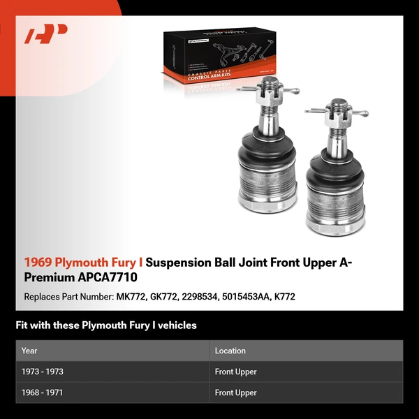 1969 Plymouth Fury I Suspension Ball Joint Front Upper A-Premium APCA7710