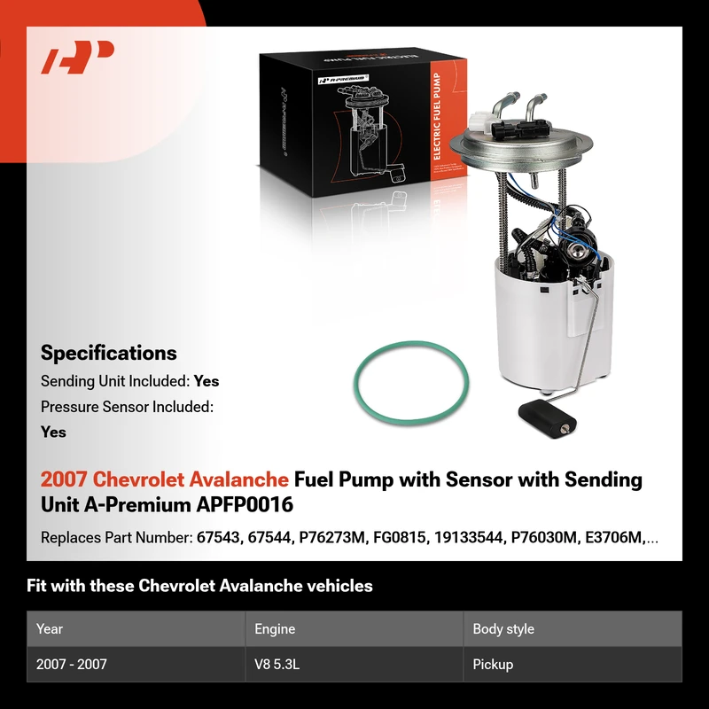 2007 Chevrolet Avalanche Fuel Pump with Sensor with Sending Unit A-Premium APFP0016