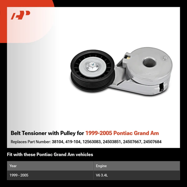 Belt Tensioner with Pulley for 1999-2005 Pontiac Grand Am