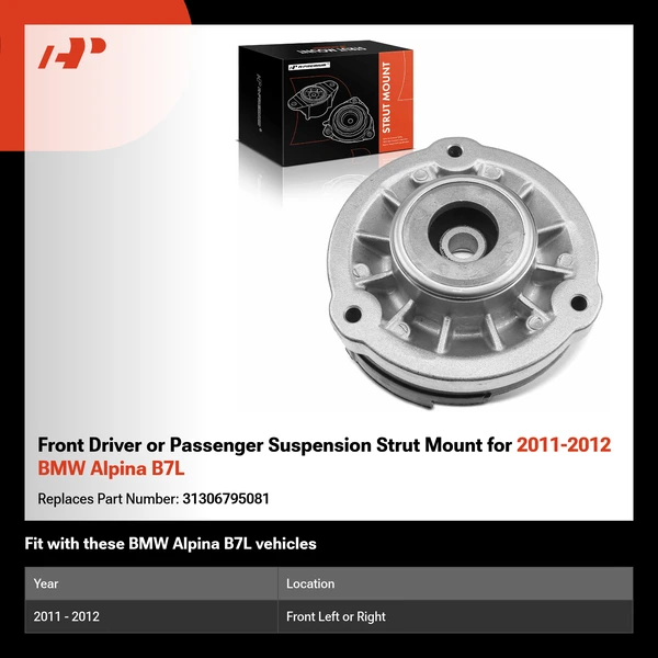 Front Driver or Passenger Suspension Strut Mount for 2011-2012 BMW Alpina B7L