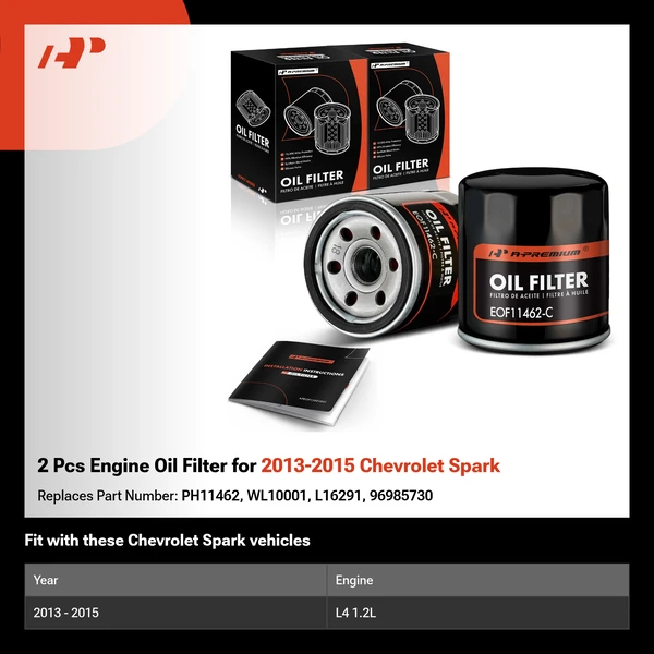 2 Pcs Engine Oil Filter for 2013-2015 Chevrolet Spark