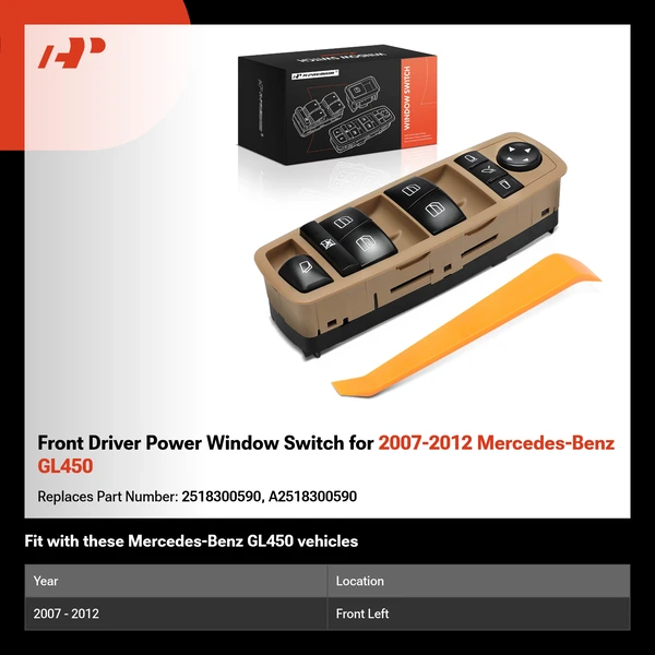 Front Driver Power Window Switch for 2007-2012 Mercedes-Benz GL450