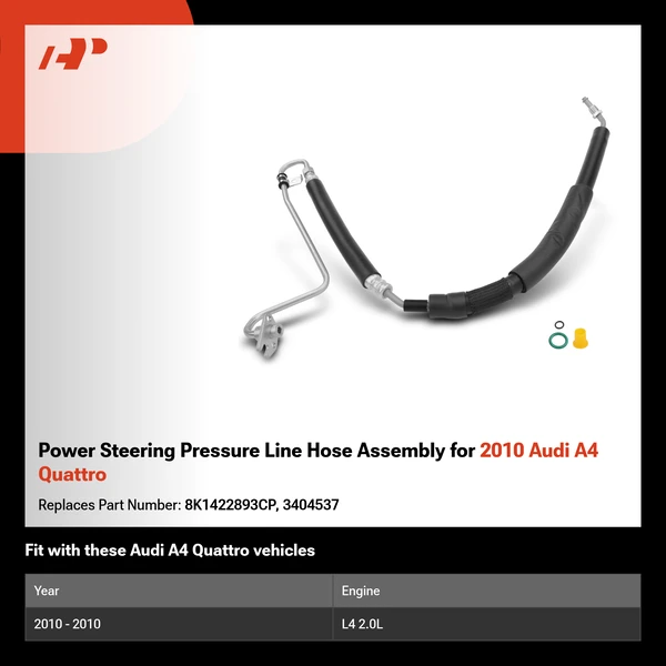 Power Steering Pressure Line Hose Assembly for 2010 Audi A4 Quattro