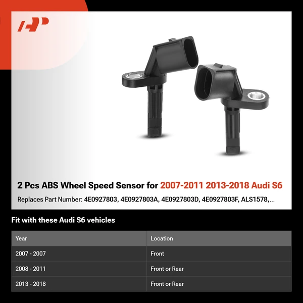 2 Pcs ABS Wheel Speed Sensor for 2007-2011 2013-2018 Audi S6