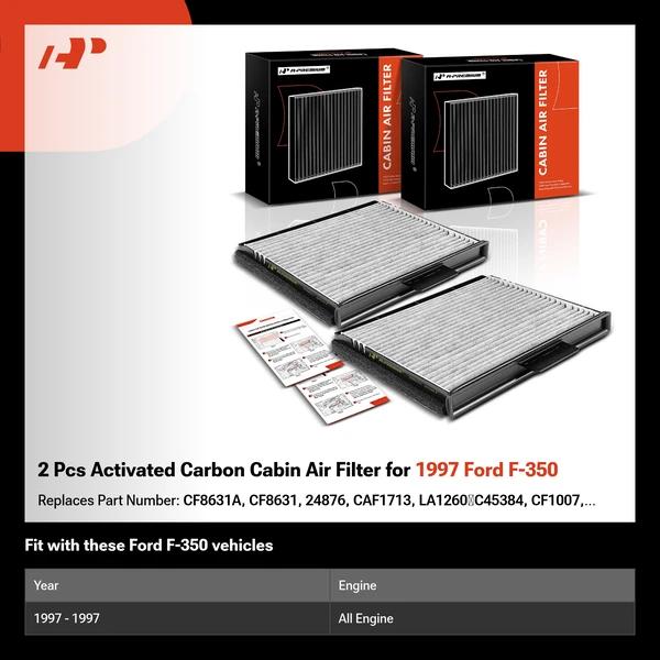 2 Pcs Activated Carbon Cabin Air Filter for 1997 Ford F-350