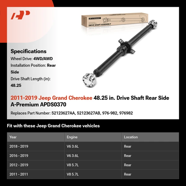 2011-2019 Jeep Grand Cherokee 48.25 in. Drive Shaft Rear Side A-Premium APDS0370