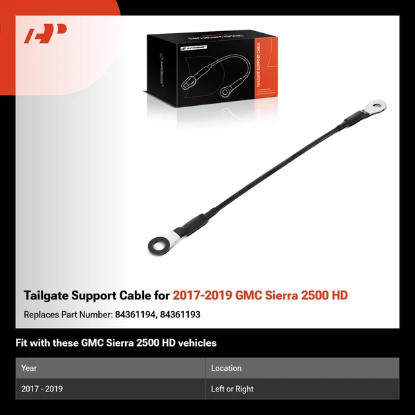Tailgate Support Cable for 2017-2019 GMC Sierra 2500 HD
