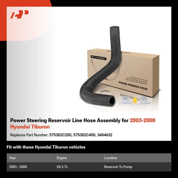 Power Steering Reservoir Line Hose Assembly for 2003-2008 Hyundai Tiburon