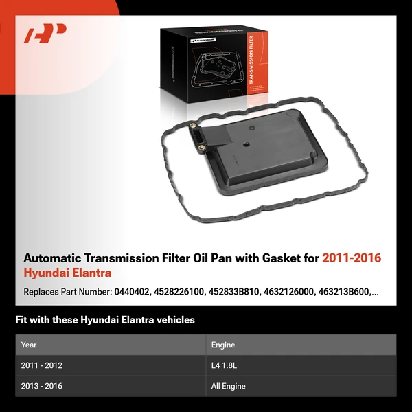 Automatic Transmission Filter Oil Pan with Gasket for 2011-2016 Hyundai Elantra