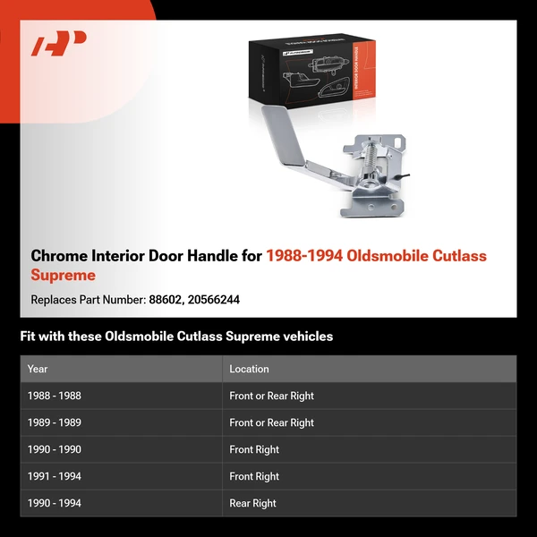 Chrome Interior Door Handle for 1988-1994 Oldsmobile Cutlass Supreme