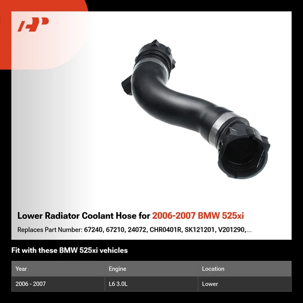 Lower Radiator Coolant Hose for 2006-2007 BMW 525xi