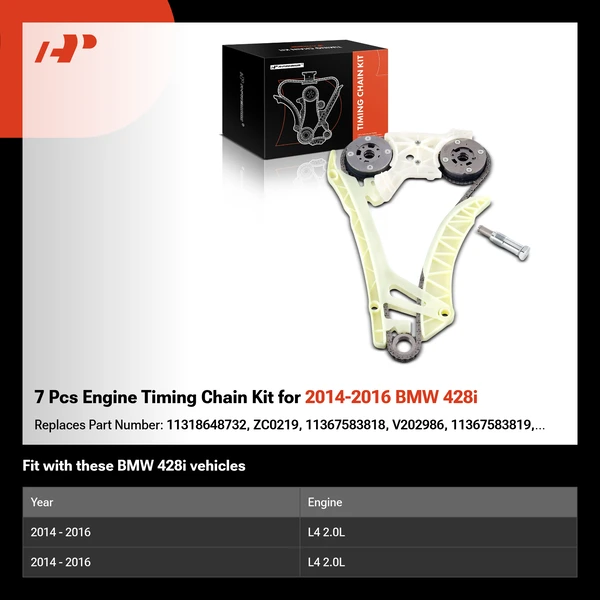 7 Pcs Engine Timing Chain Kit for 2014-2016 BMW 428i