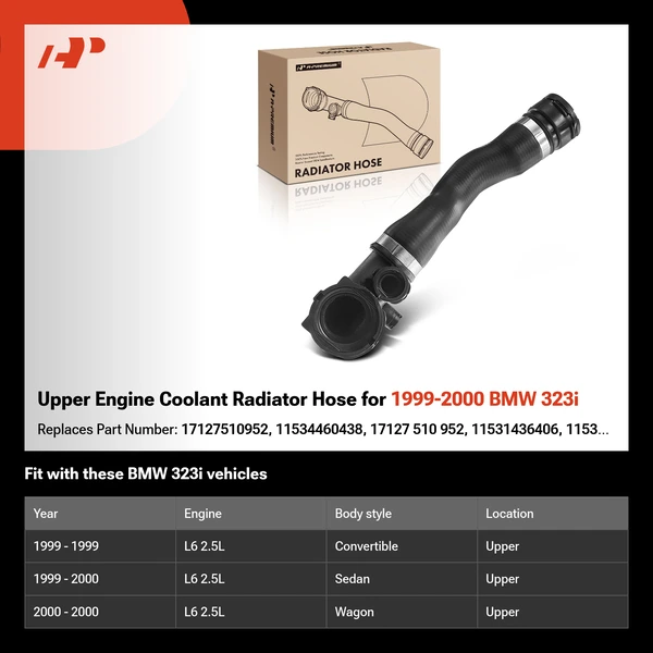 Upper Engine Coolant Radiator Hose for 1999-2000 BMW 323i