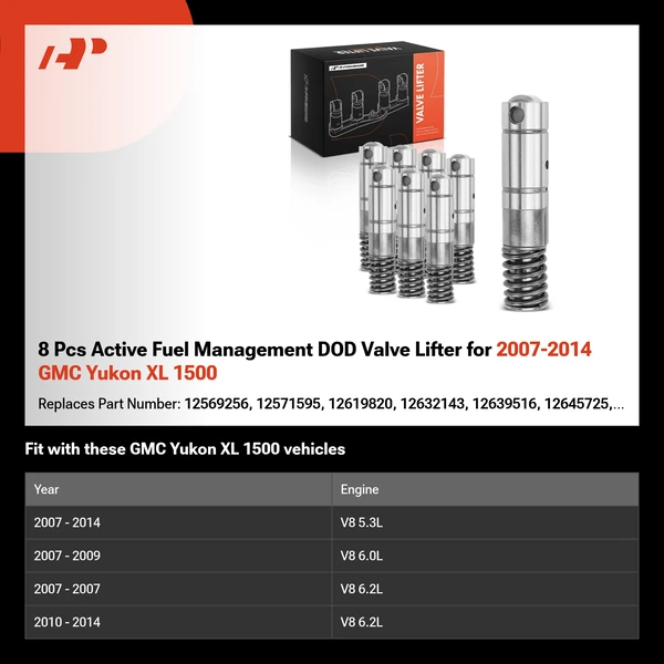 8 Pcs Active Fuel Management DOD Valve Lifter for 2007-2014 GMC Yukon XL 1500