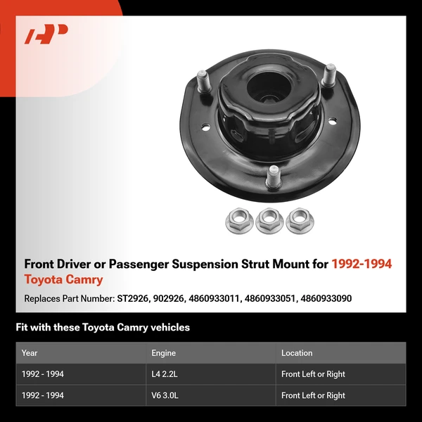 Front Driver or Passenger Suspension Strut Mount for 1992-1994 Toyota Camry