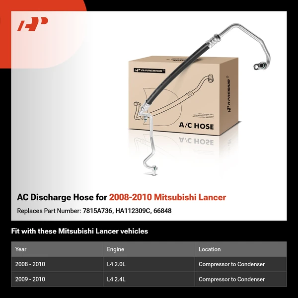 AC Discharge Hose for 2008-2010 Mitsubishi Lancer