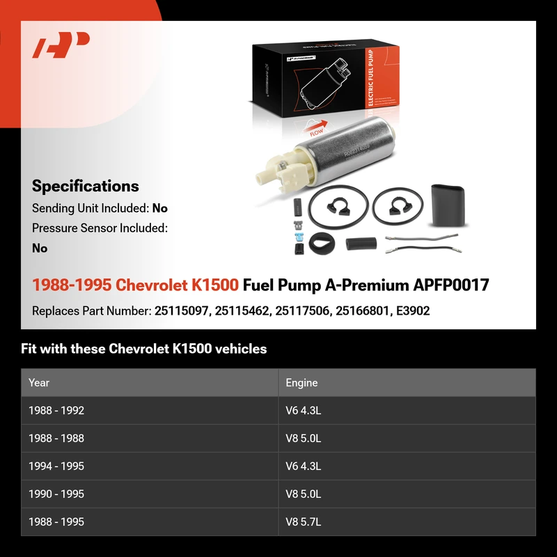 1988-1995 Chevrolet K1500 Fuel Pump A-Premium APFP0017
