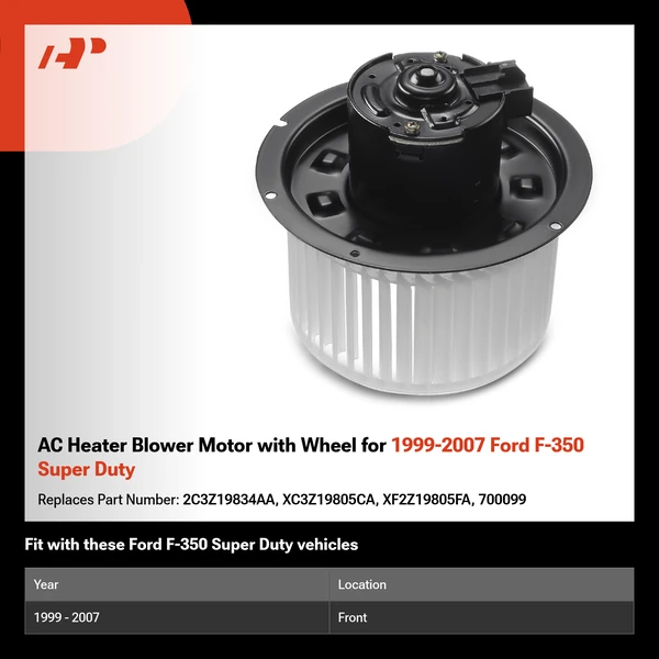AC Heater Blower Motor with Wheel for 1999-2007 Ford F-350 Super Duty