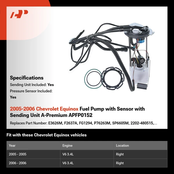 2005-2006 Chevrolet Equinox Fuel Pump with Sensor with Sending Unit A-Premium APFP0152