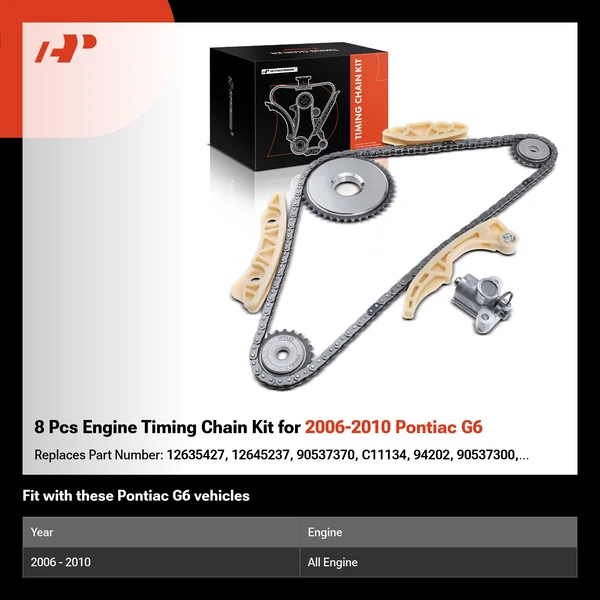 8 Pcs Engine Timing Chain Kit for 2006-2010 Pontiac G6