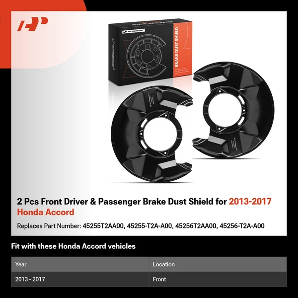 2 Pcs Front Driver & Passenger Brake Dust Shield for 2013-2017 Honda Accord