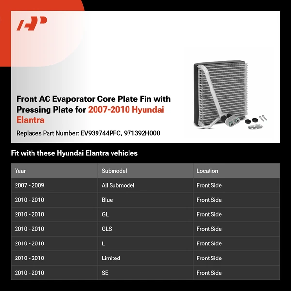 Front AC Evaporator Core Plate Fin with Pressing Plate for 2007-2010 Hyundai Elantra
